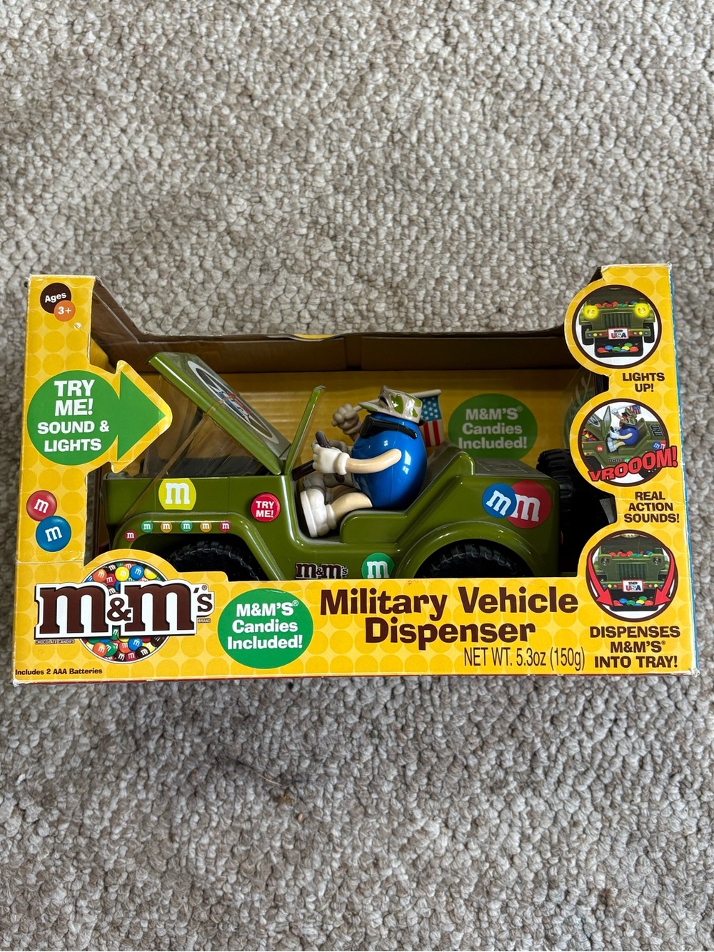M&M'S Green Military Vehicle Candy Dispenser with Blue M&M Driver